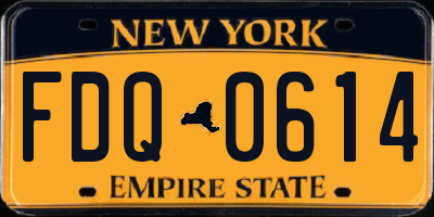 NY license plate FDQ0614