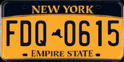 NY license plate FDQ0615