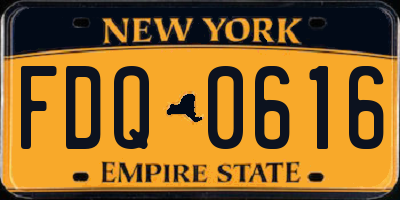 NY license plate FDQ0616