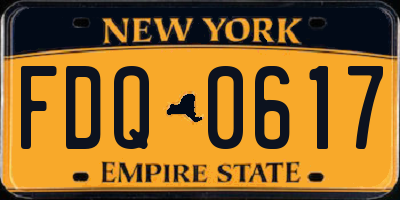 NY license plate FDQ0617