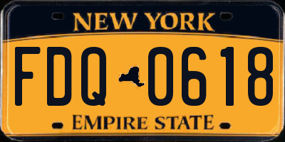 NY license plate FDQ0618