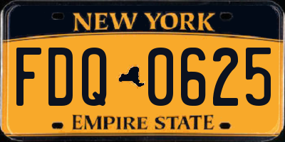 NY license plate FDQ0625