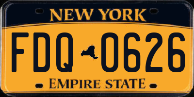 NY license plate FDQ0626
