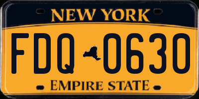 NY license plate FDQ0630