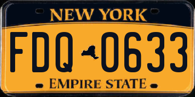 NY license plate FDQ0633
