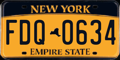 NY license plate FDQ0634