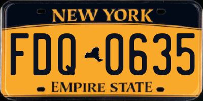 NY license plate FDQ0635