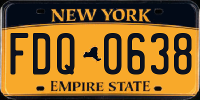 NY license plate FDQ0638