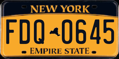NY license plate FDQ0645