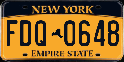 NY license plate FDQ0648