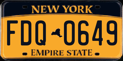 NY license plate FDQ0649