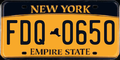 NY license plate FDQ0650
