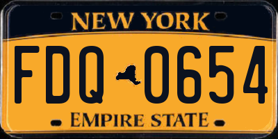 NY license plate FDQ0654