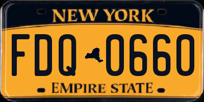 NY license plate FDQ0660