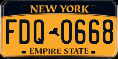 NY license plate FDQ0668