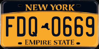 NY license plate FDQ0669