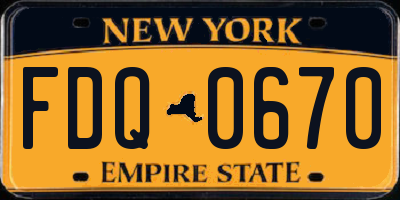 NY license plate FDQ0670