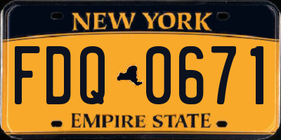 NY license plate FDQ0671