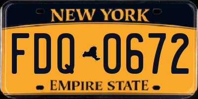 NY license plate FDQ0672