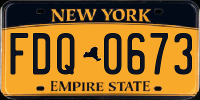 NY license plate FDQ0673
