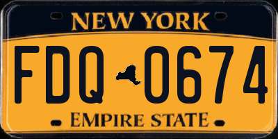 NY license plate FDQ0674