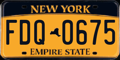 NY license plate FDQ0675