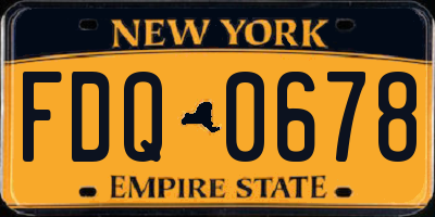 NY license plate FDQ0678