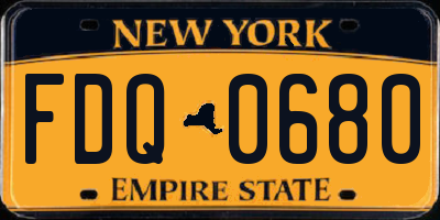 NY license plate FDQ0680