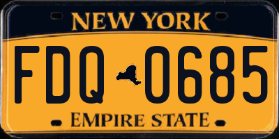 NY license plate FDQ0685