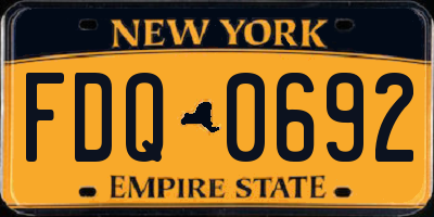 NY license plate FDQ0692