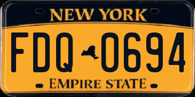NY license plate FDQ0694
