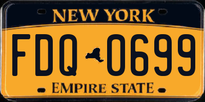 NY license plate FDQ0699