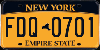 NY license plate FDQ0701