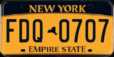 NY license plate FDQ0707