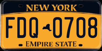 NY license plate FDQ0708