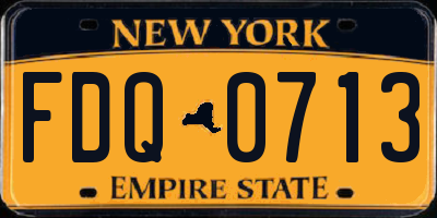 NY license plate FDQ0713