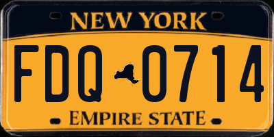 NY license plate FDQ0714
