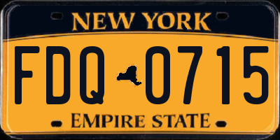 NY license plate FDQ0715