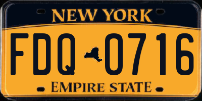 NY license plate FDQ0716
