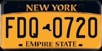 NY license plate FDQ0720