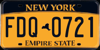 NY license plate FDQ0721