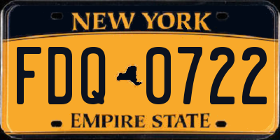 NY license plate FDQ0722