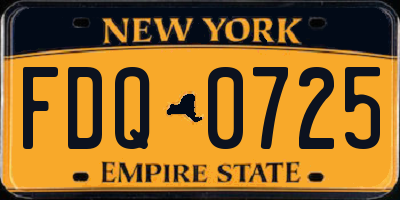 NY license plate FDQ0725