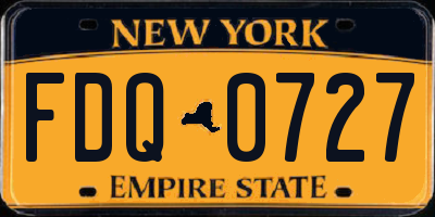 NY license plate FDQ0727