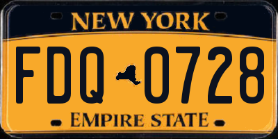 NY license plate FDQ0728