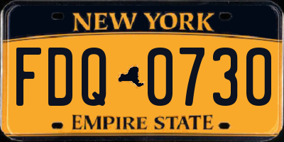 NY license plate FDQ0730