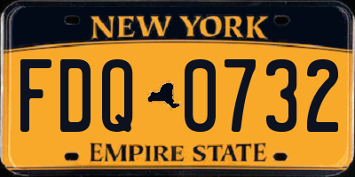NY license plate FDQ0732