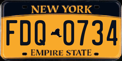 NY license plate FDQ0734
