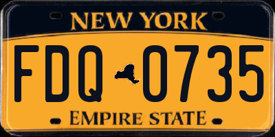 NY license plate FDQ0735
