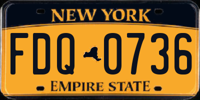 NY license plate FDQ0736